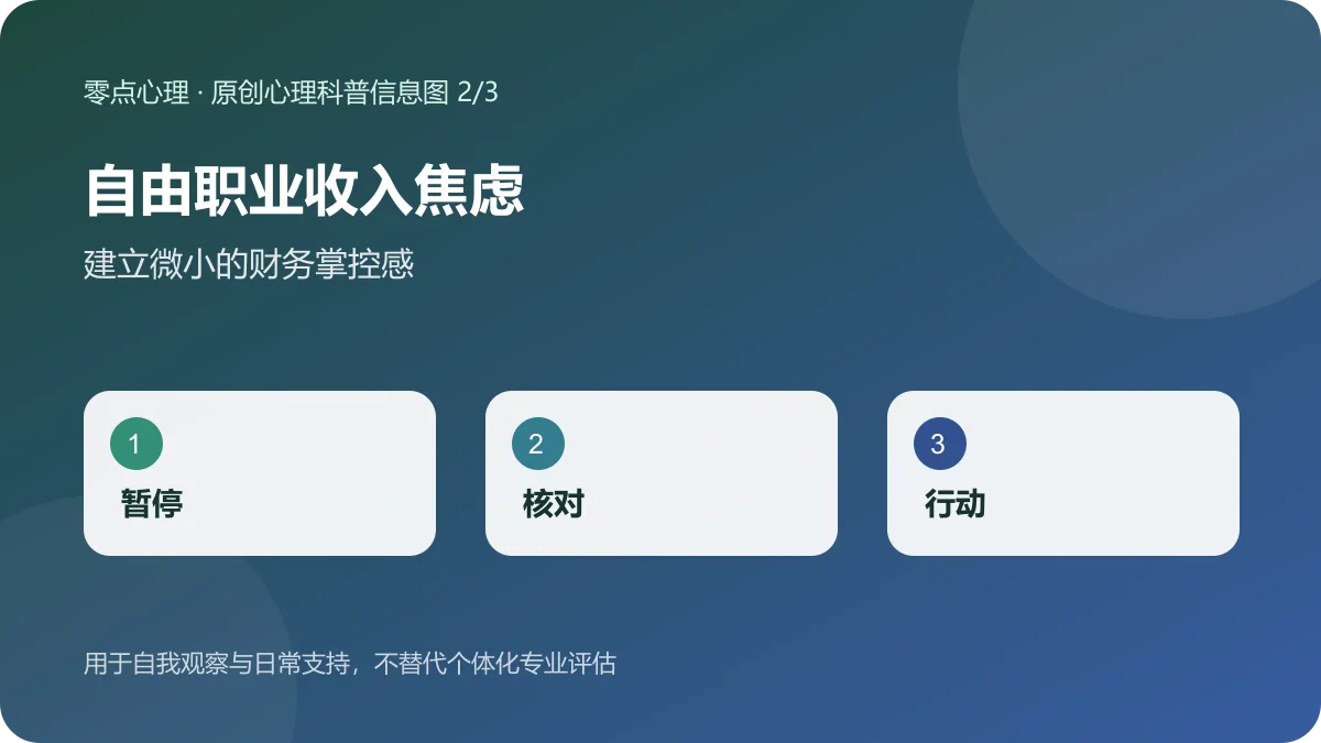 自由职业收入焦虑:建立微小的财务掌控感信息图