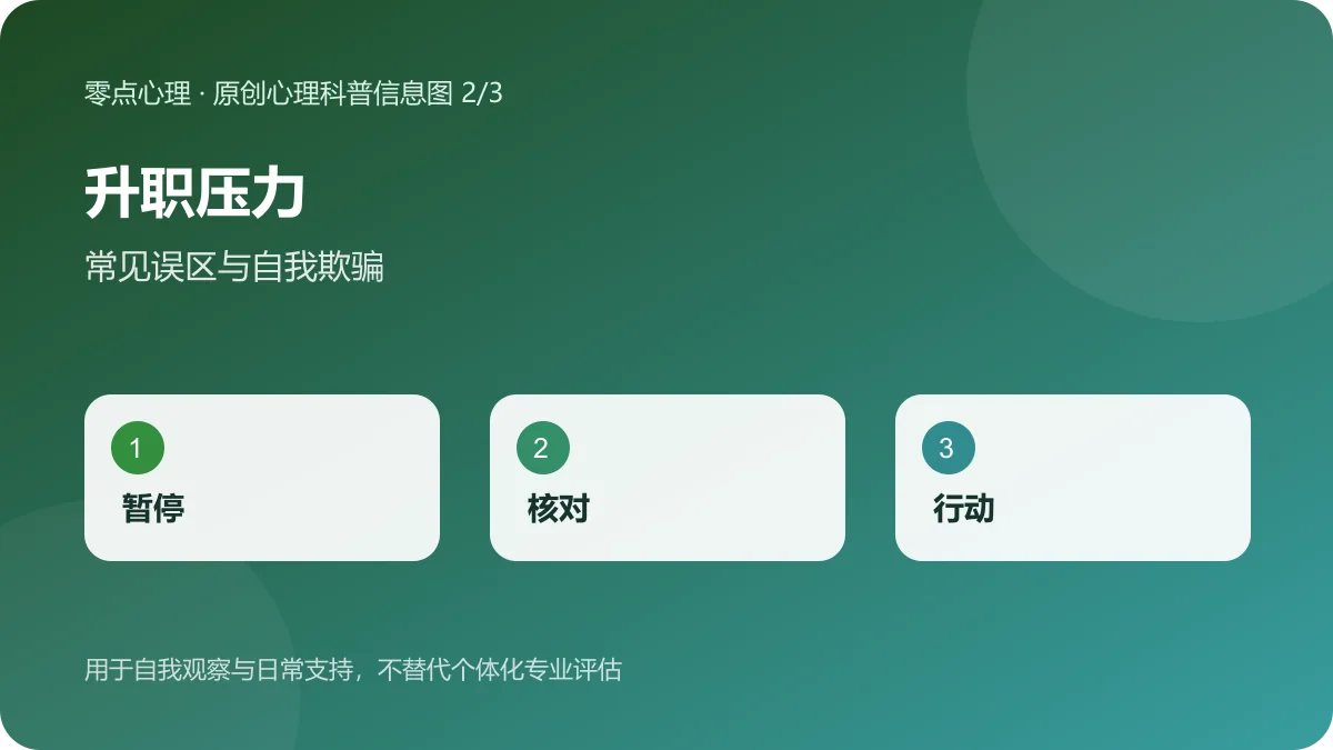 升职压力:常见误区与自我欺骗信息图