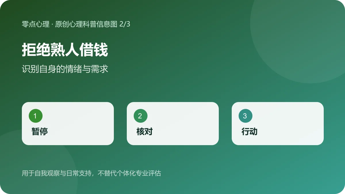 拒绝熟人借钱:识别自身的情绪与需求信息图