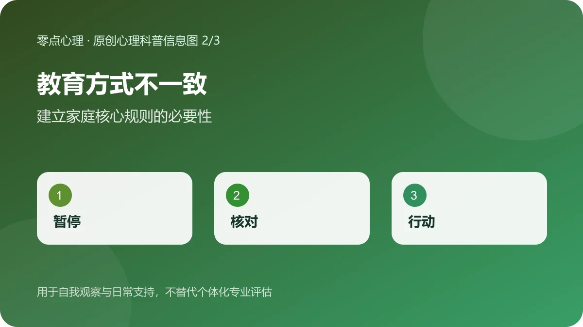 教育方式不一致:建立家庭核心规则的必要性信息图