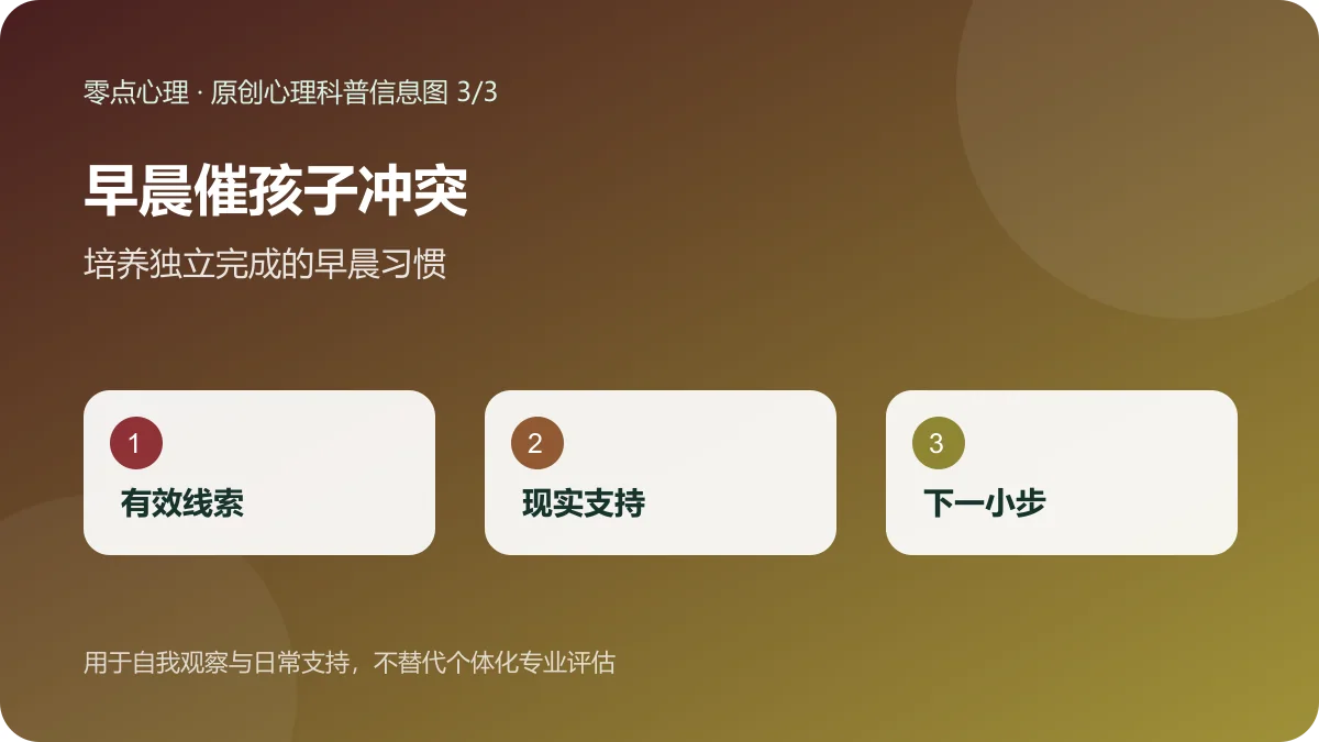 早晨催孩子冲突:培养独立完成的早晨习惯信息图