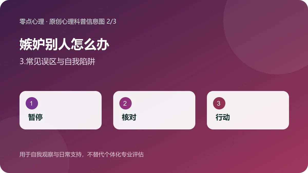 嫉妒别人怎么办:3.常见误区与自我陷阱信息图