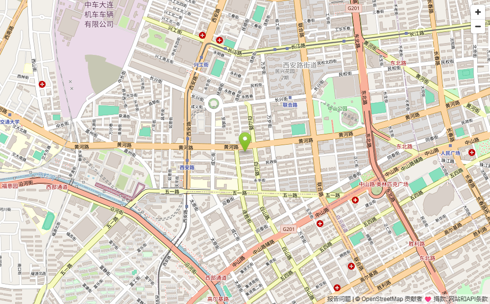 黄河路与白山路交界处东侧、西安路商圈真实地图:大连市沙河口区黄河路600号 城市公园C座 2109